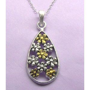 FLOWER 14KY Gold over Silver Necklace 18"